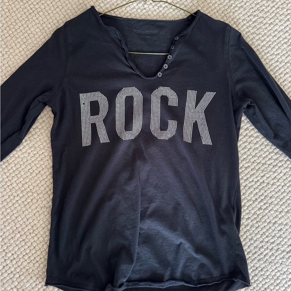 Rock Graphic Long Sleeve Tee - Black